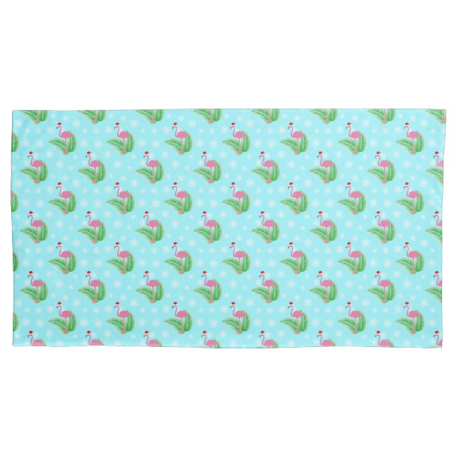 Winter Tropical Christmas Flamingo Pillow Case (Front)