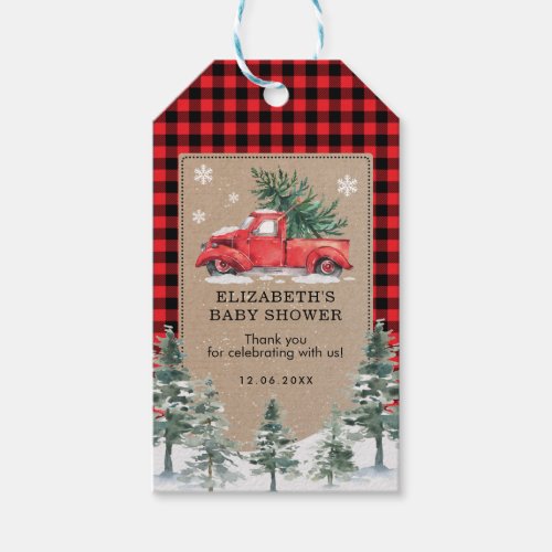 Winter Truck Christmas Holiday Baby Thank You Gift Tags