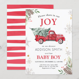 Winter Truck Share Joy Baby Shower Cold Outside Invitation