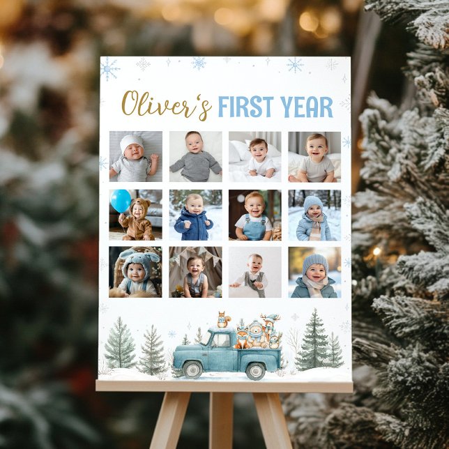 Winter Truck Woodland First Year Photo Milestone Poster (Creator Uploaded)