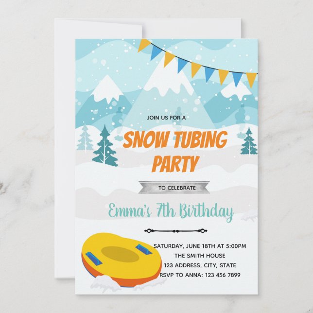 Winter tubing party invitation (Front)