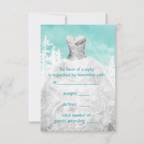Winter Turquoise Blue Snowflakes Quinceanera RSVP