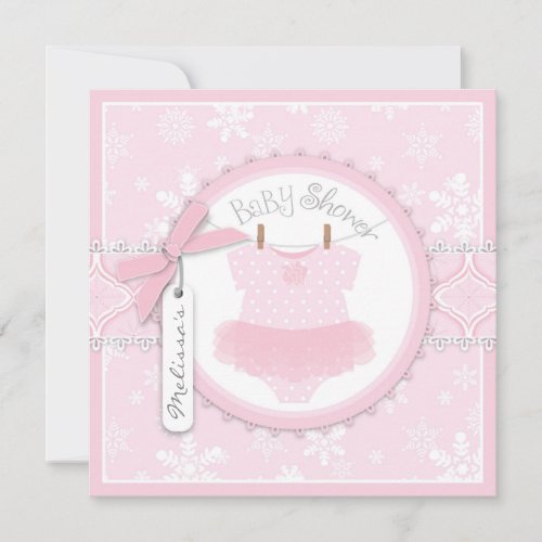 Winter Tutu and Snowflake Print Baby Shower Custom Invites