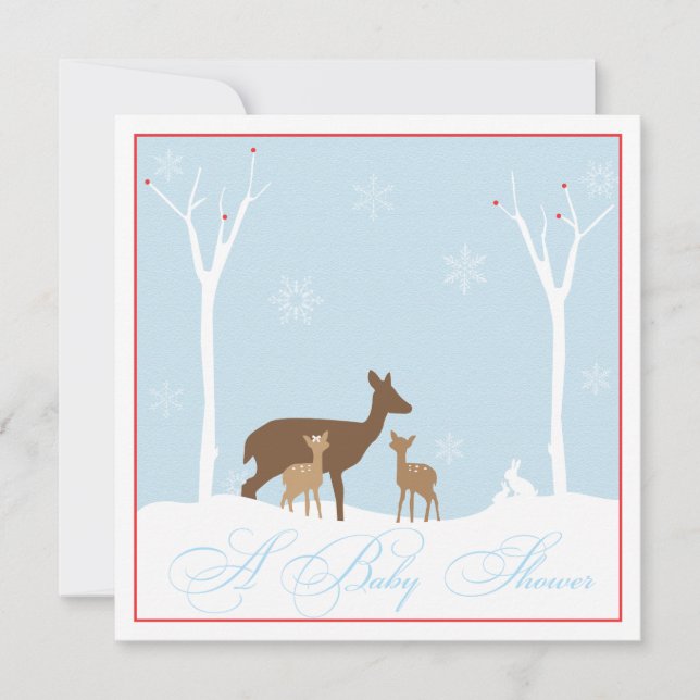 Winter Twin Boy and Girl  Baby Shower Invitation (Front)