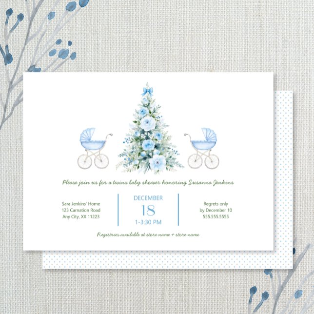 Winter twin boys Baby Shower Invitation (Creator Uploaded)