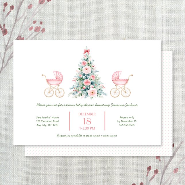 Winter twin girls Baby Shower Invitation (Creator Uploaded)