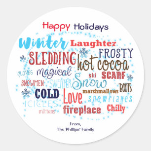 WINTER Typography Fun Wording Favor Sticker