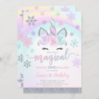 Winter Unicorn Invitation Winter ONEderland Party