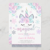 Winter Unicorn Invitation Winter ONEderland Party