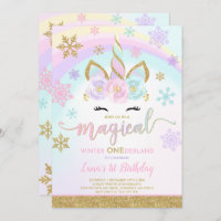 Winter Unicorn Invitation Winter ONEderland Party