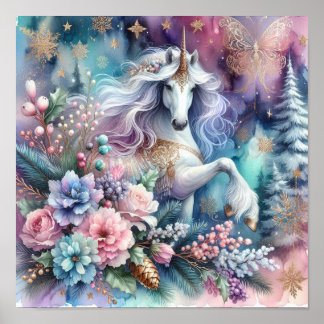 Winter Unicorn Magical Scene 4 Poster