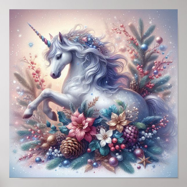 Winter Unicorn Magical Scene 5 Poster (Front)