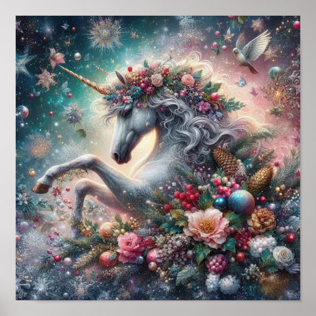 Winter Unicorn Magical Scene 7 Poster (Front)
