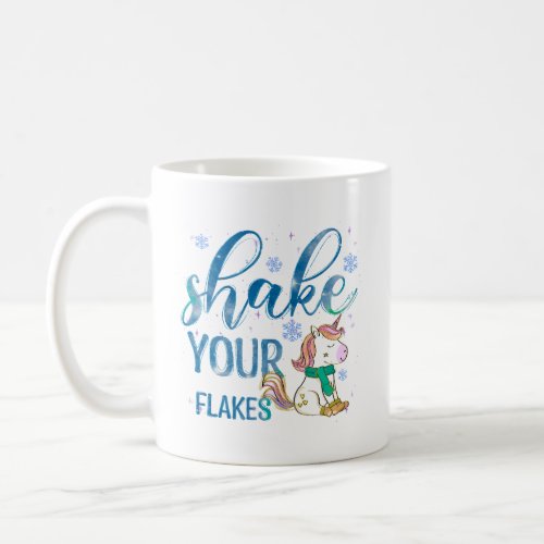 Winter Unicorn  Shake Your Flakes  Coffee Mug