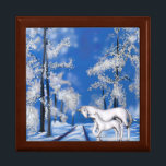 Winter Unicorns Gift Box<br><div class="desc">The beauty of this snowy winter night scene is a magical moment in time. A pair of Unicorns make their way across the snow-covered landscape. This box will be sure to please those that still dream and love the magic of the winter season</div>
