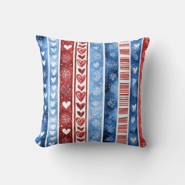 Winter Valentine Pattern Throw Pillow (Front)