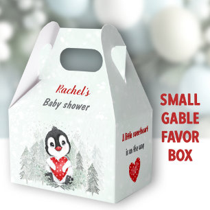 Winter Valentines Penguin Boy Baby Shower Favor Boxes