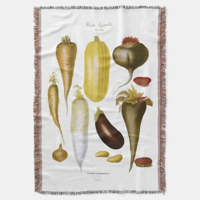 Winter Vegetables Throw Blanket (Front Vertical)
