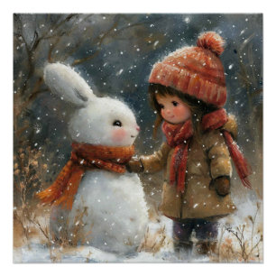 Winter Velvet: A Bit of Whimsy Bunny Poster