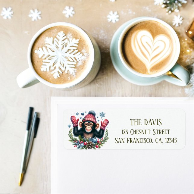Winter Vibes Chimpanzee - Return address  Label (Creator Uploaded)