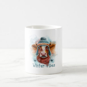 Winter Vibes Cow In A Toboggan Coffee Mug
