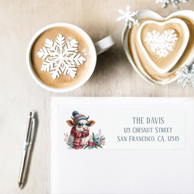 Winter Vibes Cow - Return address  Label (Creator Uploaded)