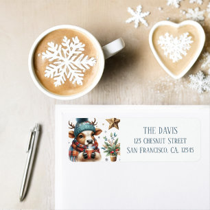 Winter Vibes Cow - Return address Label
