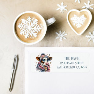 Winter Vibes Cow - Return address  Label