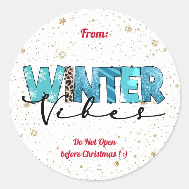 Winter Vibes Customize Classic Round Sticker (Front)