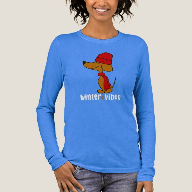 Winter Vibes Dachshund T-Shirt Tri-Blend Shirt (Front)