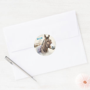Winter vibes Donkey -  Birthday Party - Classic Round Sticker