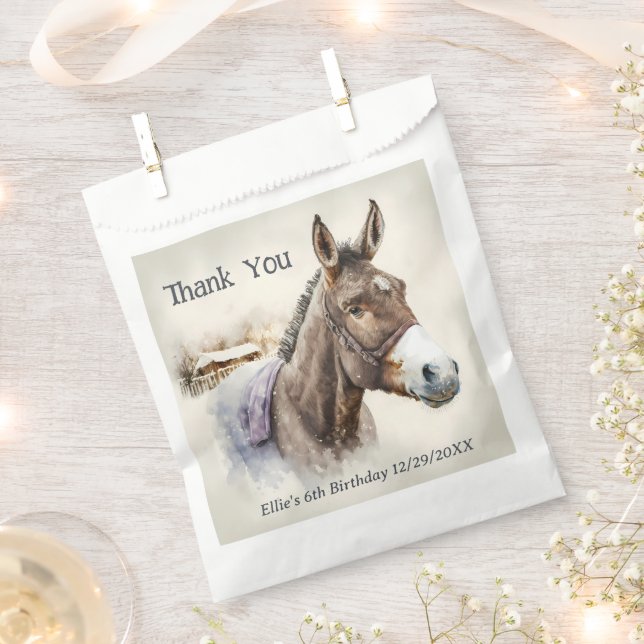 Winter vibes Donkey -  Birthday Party - Favor Bag (Clipped)