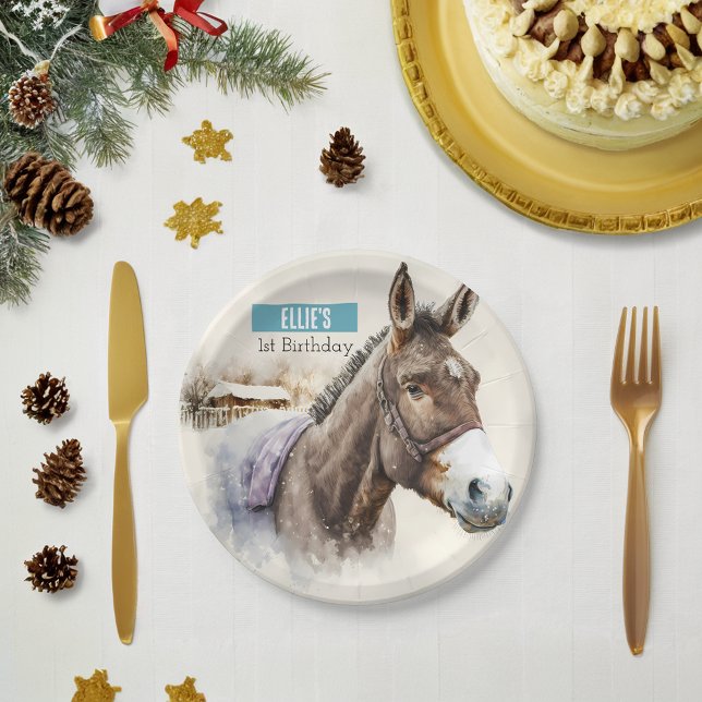 Winter vibes Donkey -  Birthday Party - Paper Plates (Creator Uploaded)
