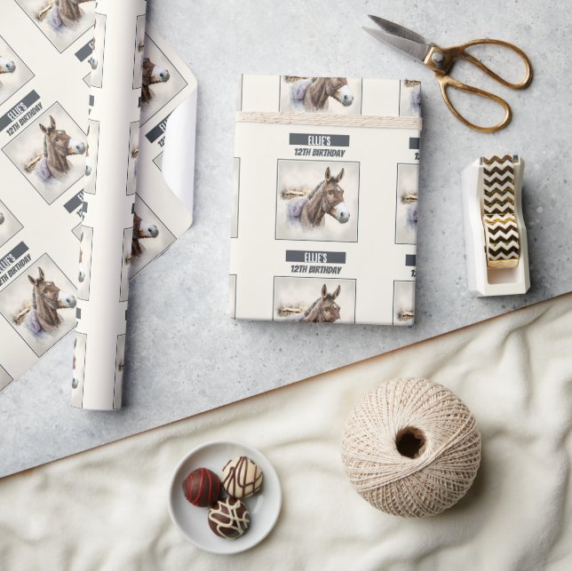 Winter vibes Donkey - Birthday  Wrapping Paper (Crafts)