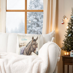 Winter Vibes Donkey - Personalized Throw Pillow