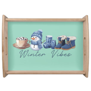 Winter Vibes Friendly Snowman Serving Tray