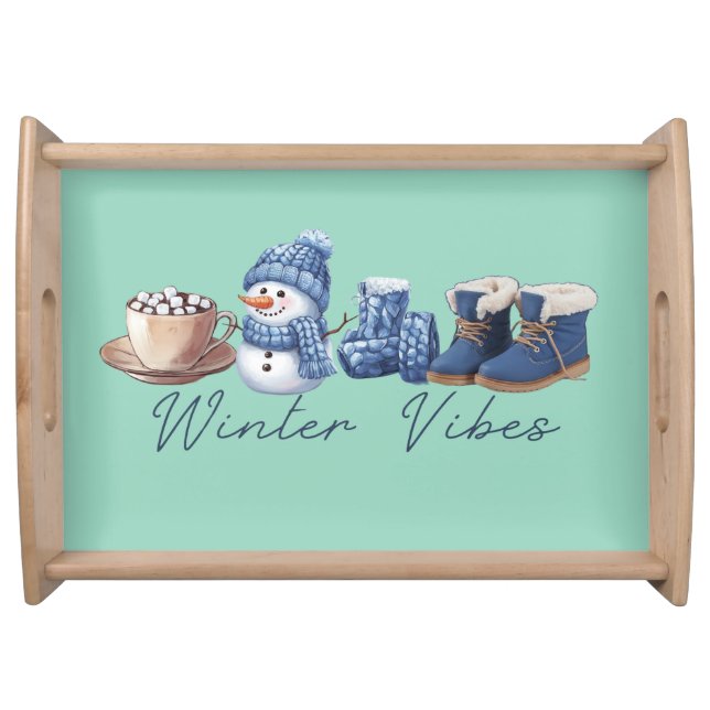 Winter Vibes Friendly Snowman Serving Tray (Front)