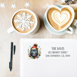 Winter Vibes Happy Gorilla - Return address Label