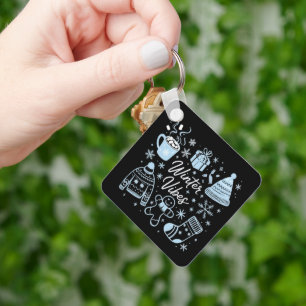 Winter Vibes Holiday Xmas Season Snowflakes Keychain