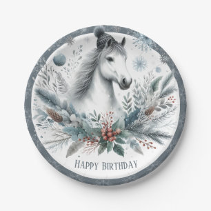 Winter Vibes Horse - Birthday Paper Plates