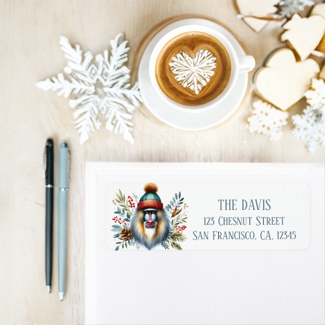 Winter Vibes Mandrill Monkey - Return address  Label (Creator Uploaded)