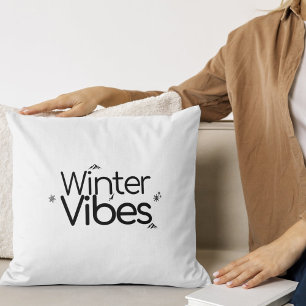 Winter Vibes – Minimalist Snowflake and Mountain Throw Pillow