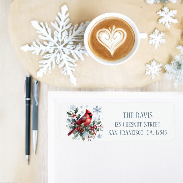 Winter Vibes Northern Cardinal - Return address  Label (Creator Uploaded)