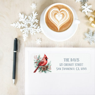 Winter Vibes Northern Cardinal - Return address Label