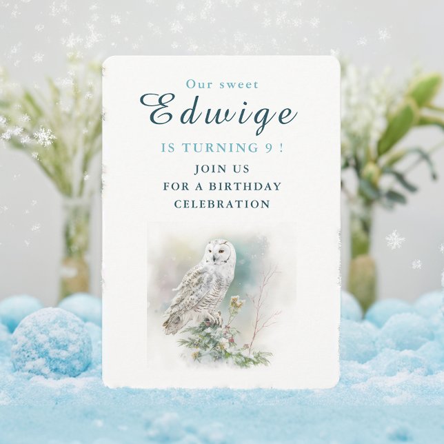 Winter vibes Owl - Birthday Invitation Card (Creator Uploaded)