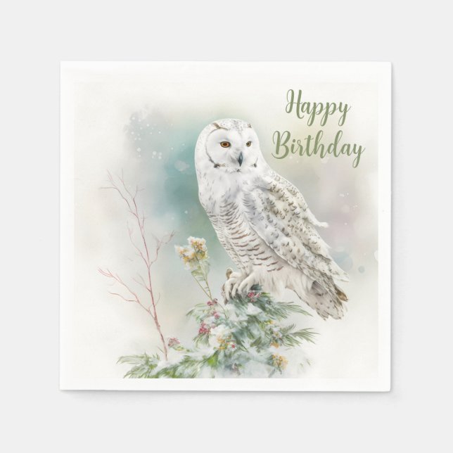 Winter vibes Owl -  Birthday Party - Napkins (Front)