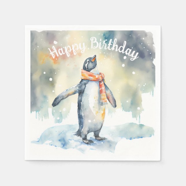Winter vibes Penguin -  Birthday Party - Napkins (Front)