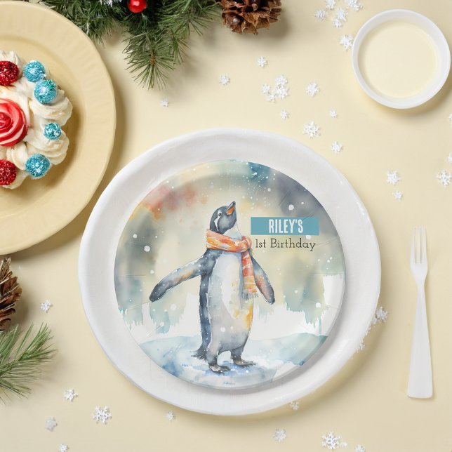Winter vibes Penguin -  Birthday Party - Paper Plates (Creator Uploaded)