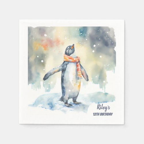 Winter vibes Penguin Snow _ Birthday Party _ Napkins