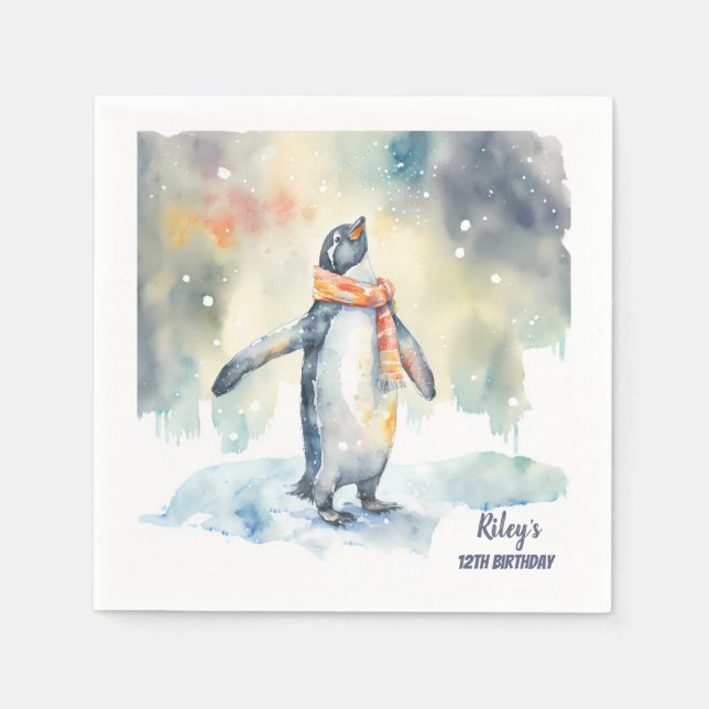 Winter vibes Penguin Snow - Birthday Party - Napkins (Front)